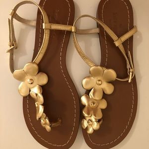 NWT Kate Spade Gold Flower Sandals